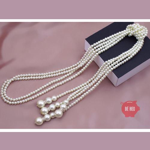 [HCM]Freeship Dây chuyền dài chuỗi ngọc đôi BHDC62