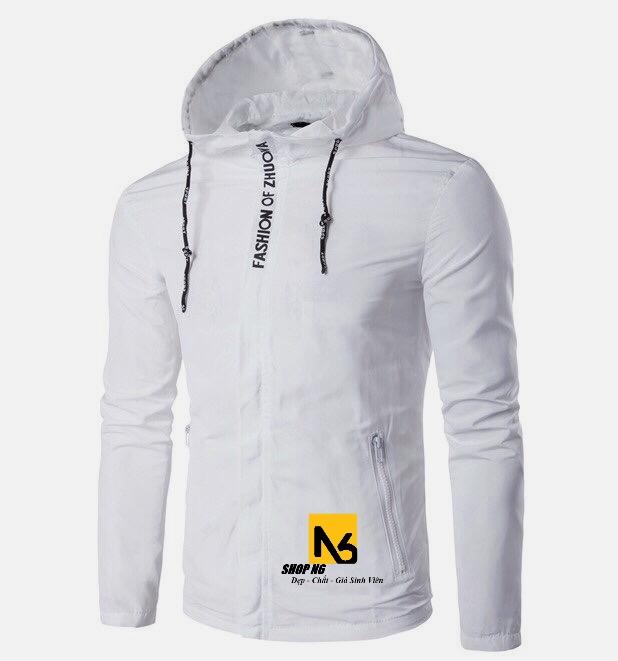 Áo Khoác Dù Nam White Jacket Có Nón 2 Lớp Cao Cấp Trắng - LM9