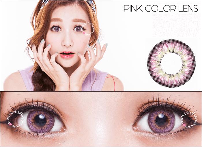 COMBO CONTACT LENS KOREA PINK COLOR 1 YEAR + CONTACT LENS' CASE (4)