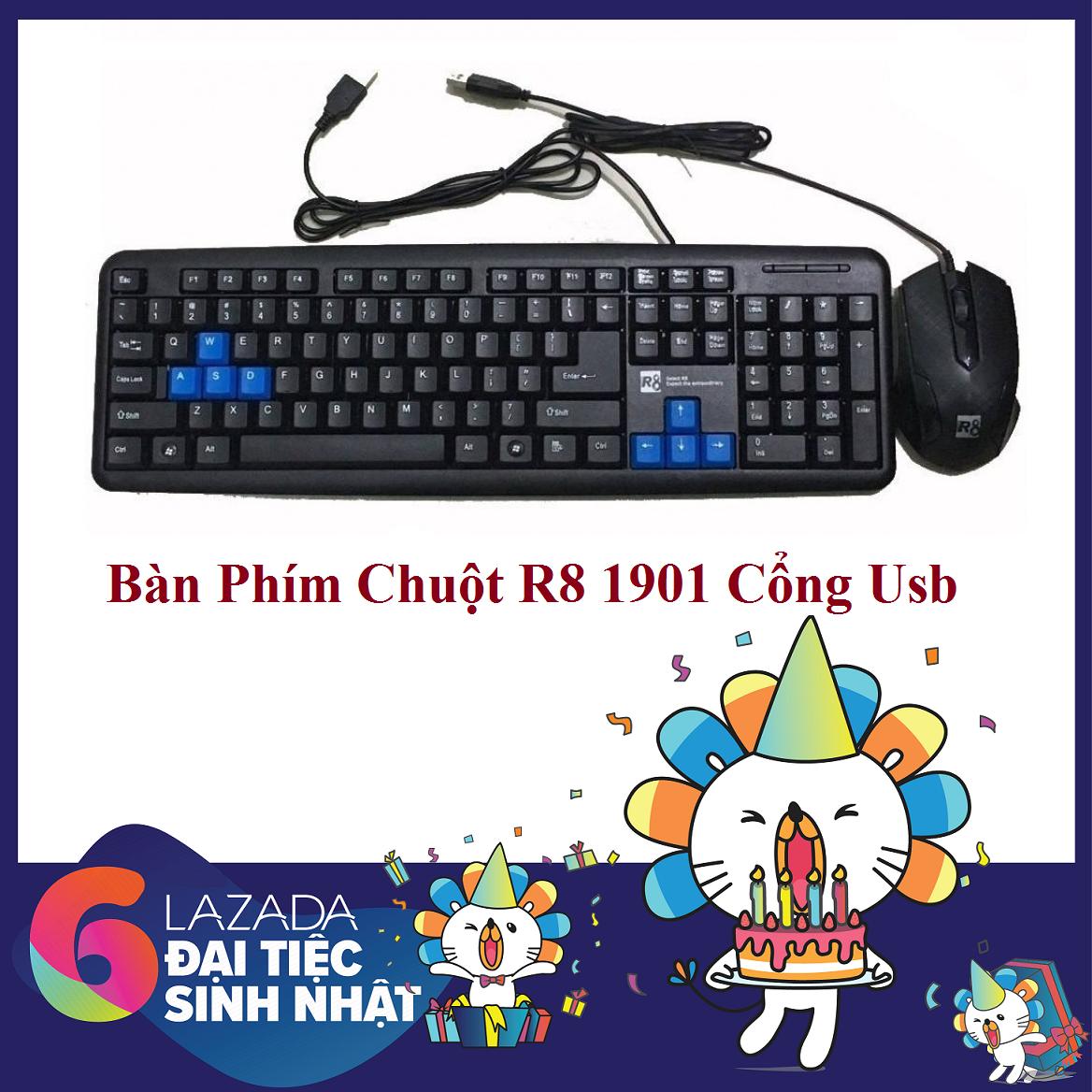 🎁Free Ship🎁 Bộ bàn phím và chuột có dây R8 1901 (Đen)