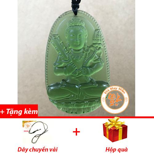 Mặt dây chuyền phật bản mệnh hư không tạng lưu ly xanh lá