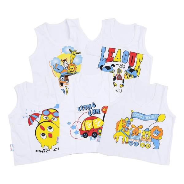 Combo 5 ÁO Ba lỗ trắng COTTON bé trai
