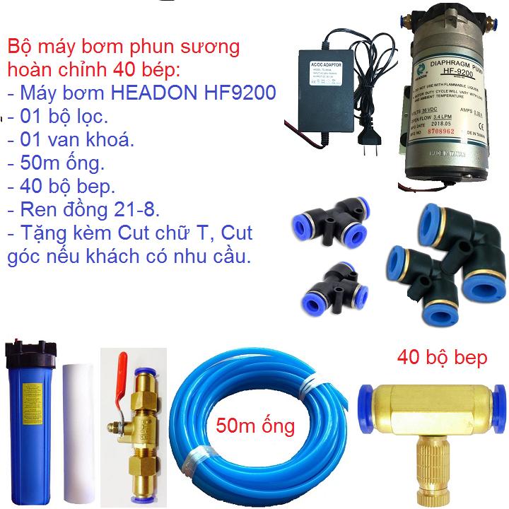 Bộ máy bơm phun sương hoàn chỉnh 40 béc dùng máy bơm HEADON HF9200