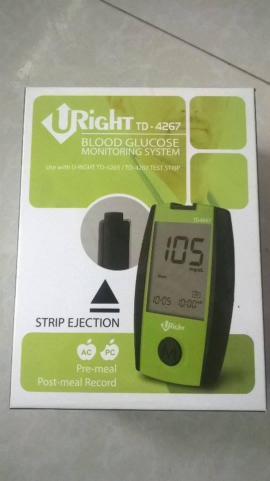 Máy đo đường huyết uright td-4267 + hộp 50 kim chích máu + hộp 25 que thử đường huyết uright