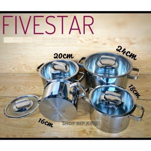 Bộ nồi inox 304 Fivestar 4 món nắp kính tặng 10 muỗng ăn inox