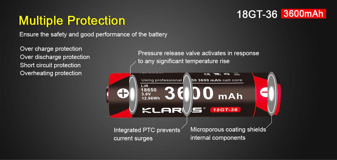 Pin sạc KLARUS 18650 cao cấp dung lượng 3600mAh