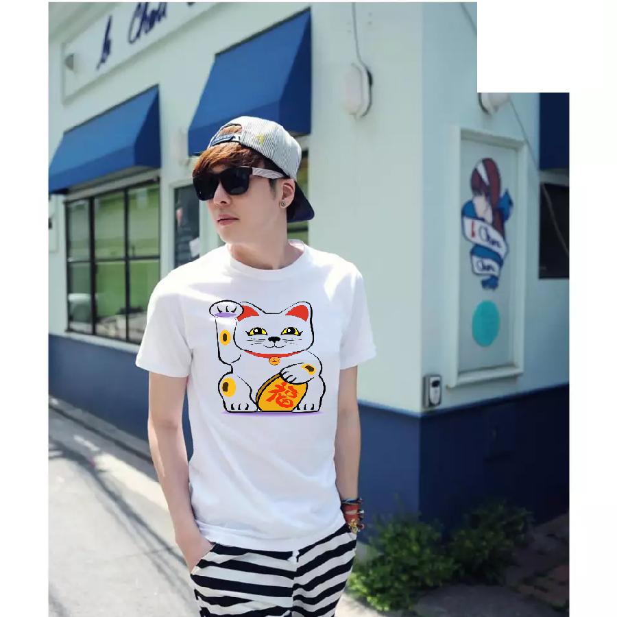 Áo thun nam in hình mèo thần tài mtt172