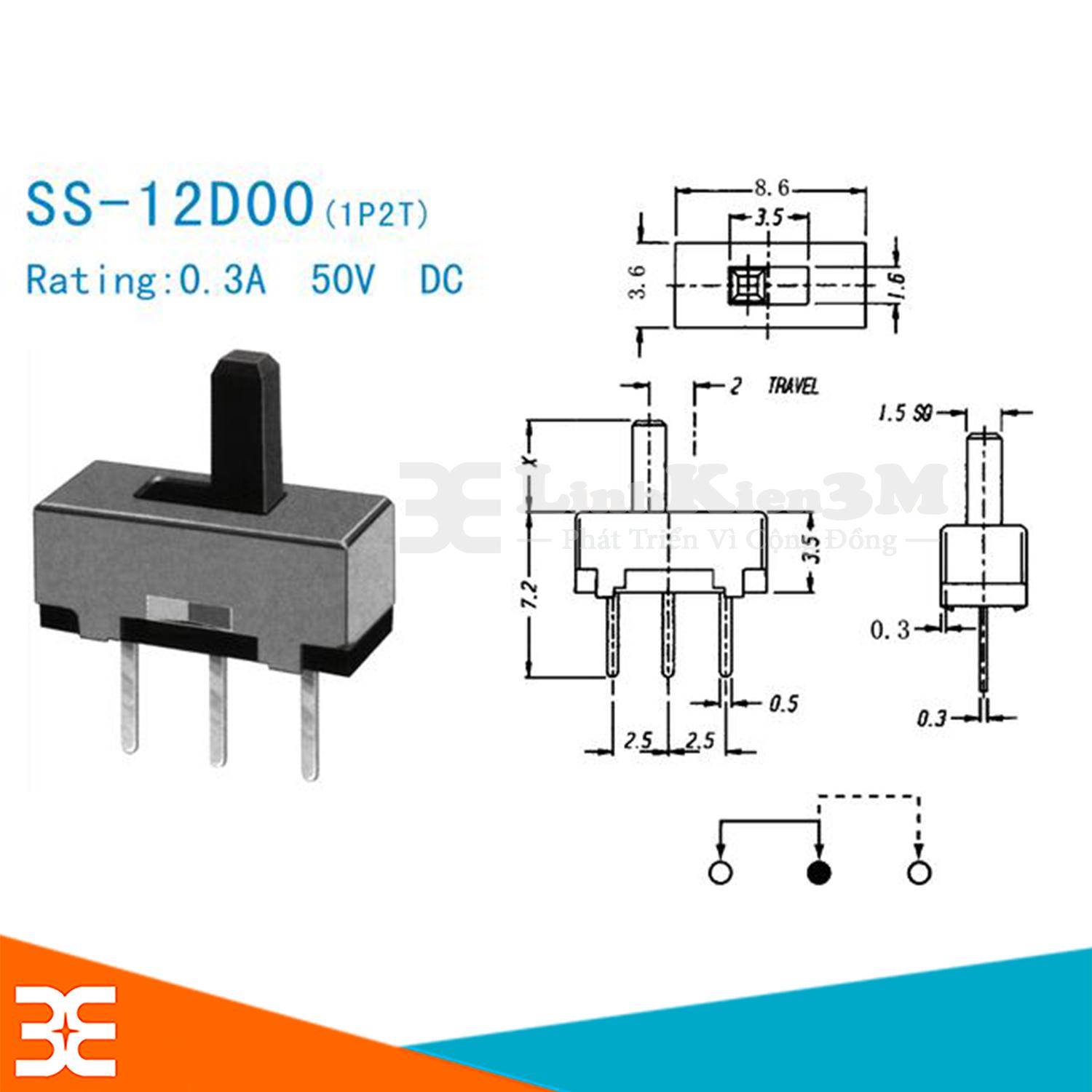Bộ 10 Công tắc gạt SS 12D00 3 Chân