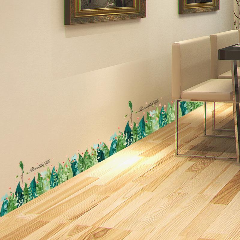 Decal dán chân tường hoa đá Sticker Tranh Dán Tường XH7221- Decal dán tường cây xanh ,Decal dán tường hoa lá