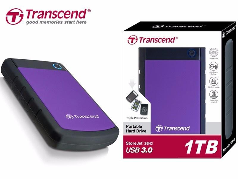 Ổ cứng di động Transcend 1TB H3P TS1TSJ25H3P (Đen phối tím) Chính Hãng