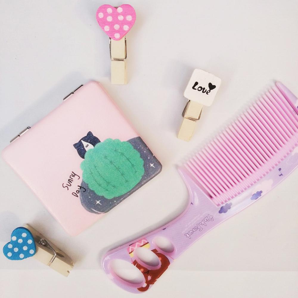 Combbo 1 gương trang điểm + 1 lượt mini cute phô mai que PHỤ KIỆN 68