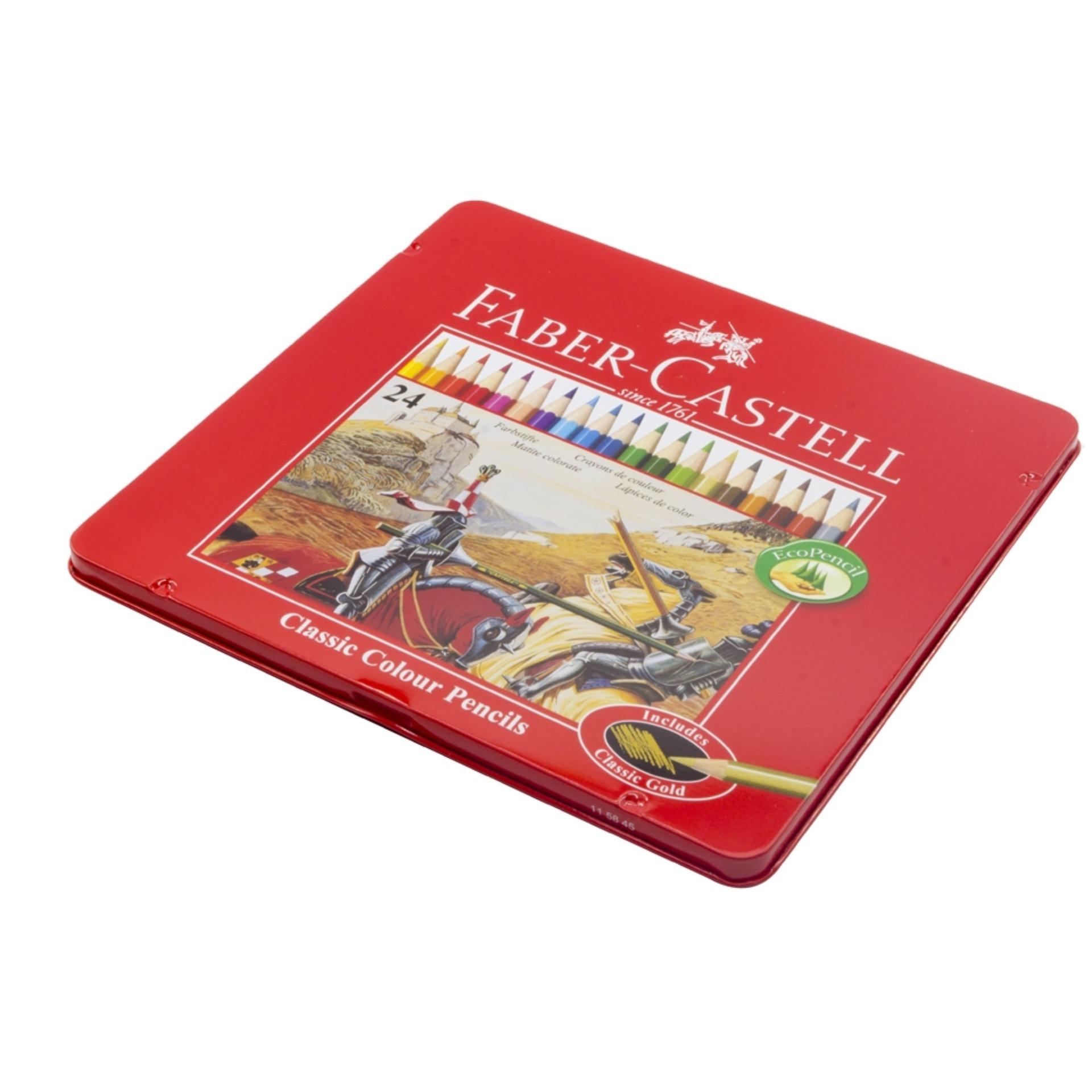 [HCM]BÚT CHÌ MÀU KHÔ CAO CẤP FABER CASTELL 24 MÀU (HỘP THIẾC)