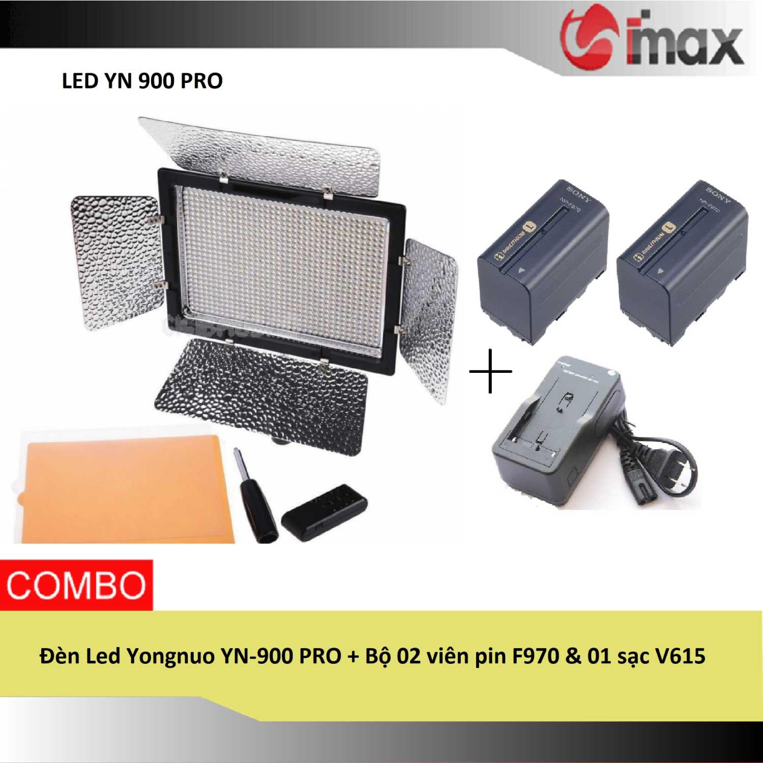 Đèn led yongnuo yn-900 pro + bộ 02 viên pin f970 & 01 sạc v615