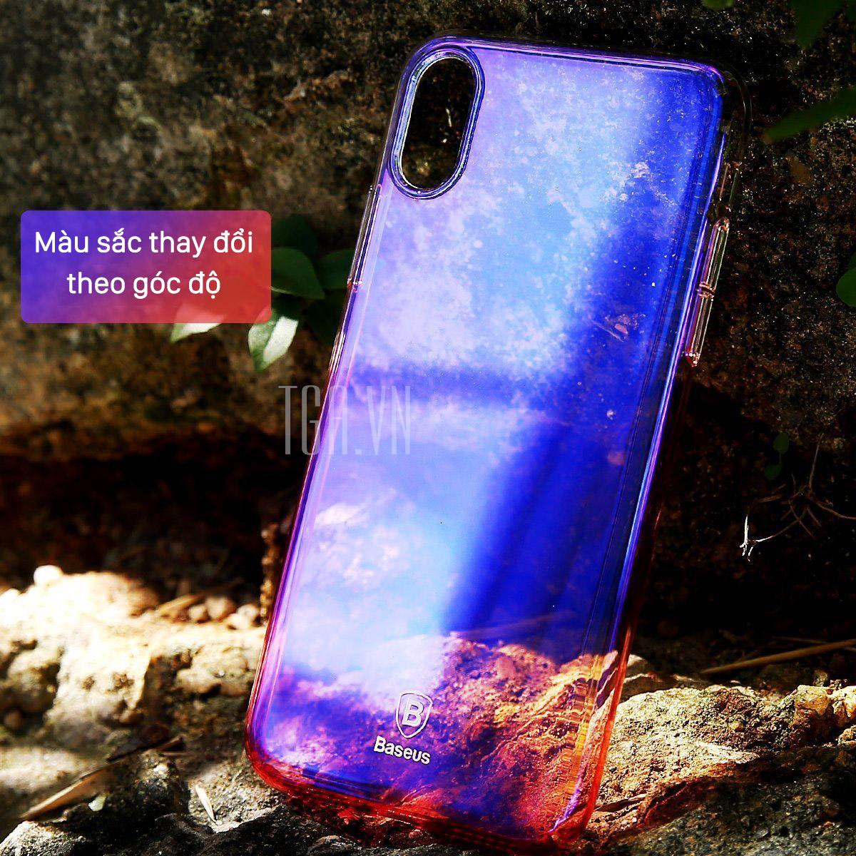 Ốp lưng iPhone X Baseus Glaze, trong suốt, nhựa cứng, siêu mỏng