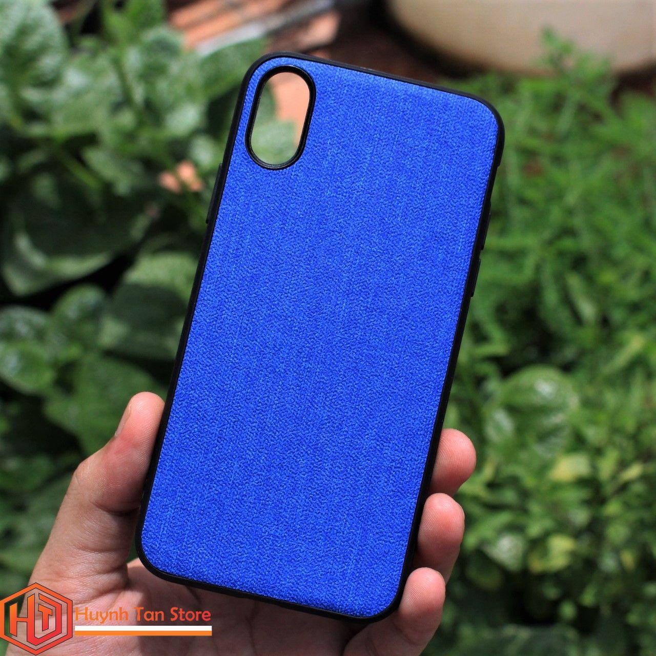 Ốp lưng iphone x chống vân tay viền đen nhựa cứng vải jean 1 màu phụ kiện điện thoại huỳnh tân store