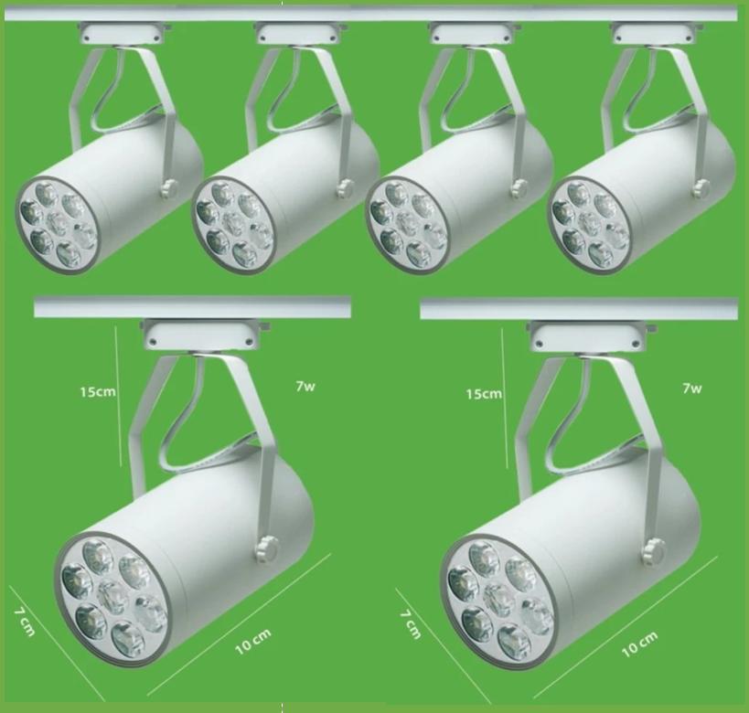 Bộ 6 đèn led rọi thanh ray 7w vỏ trắng ánh sáng trắng