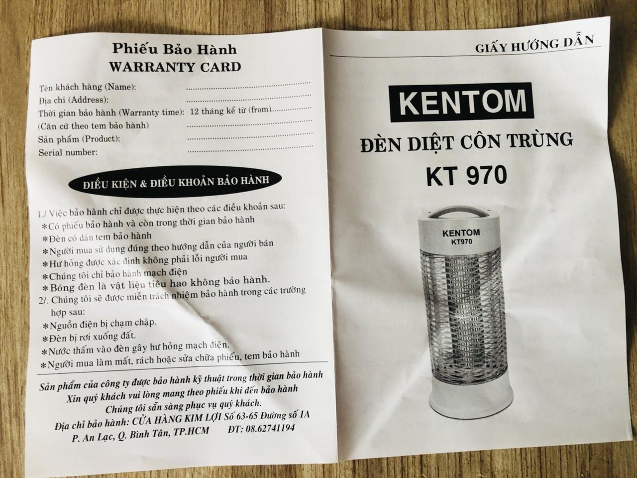 [HCM]ĐÈN DIỆT MUỖI VÀ CÔN TRÙNG KENTOM KT970 (TRẮNG)