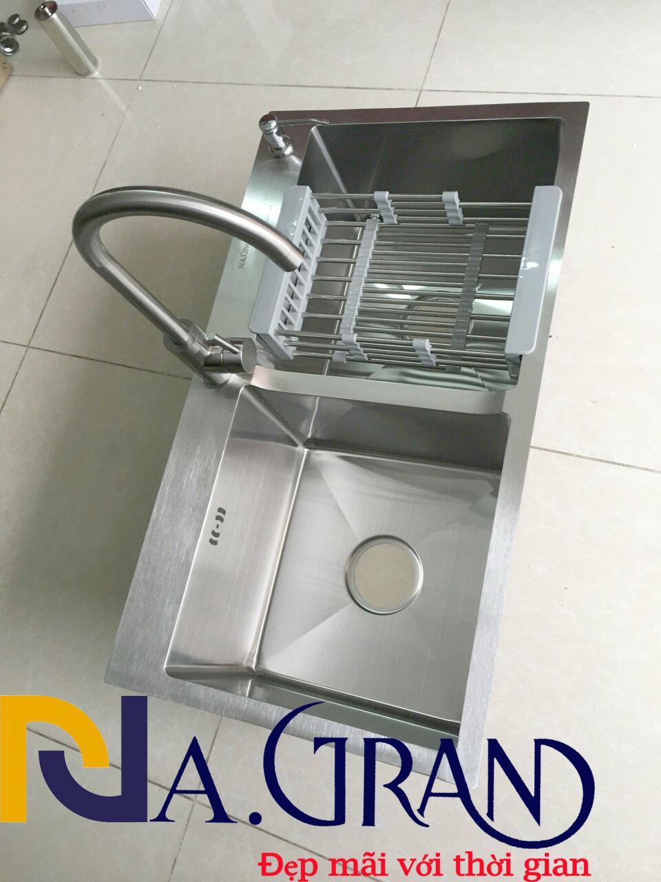 Chậu Rửa Chén Bát INOX 304 Cao Cấp N5 NA.GRAND Tặng Rổ Đa Năng và Bộ Xả Chậu