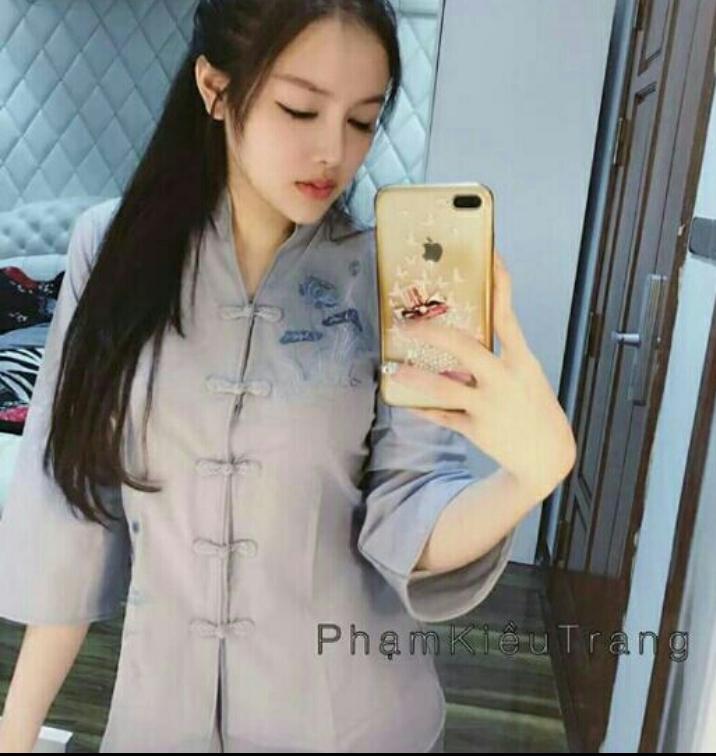 [HCM]Áo lam đi chùa thêu sen