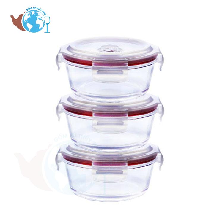 [HCM]COMBO 3 Thố Cơm - Hộp Thuỷ Tinh Đựng Thực Phẩm 400ml