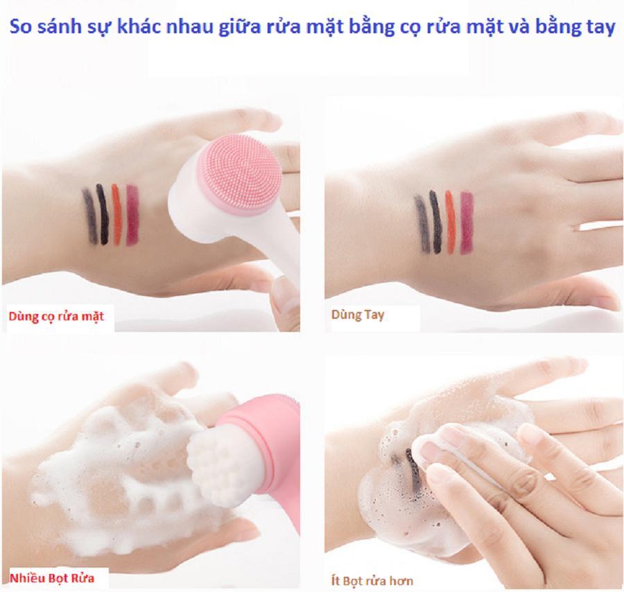 [HCM]Cọ massage rửa mặt silicon 2 đầu thông minh