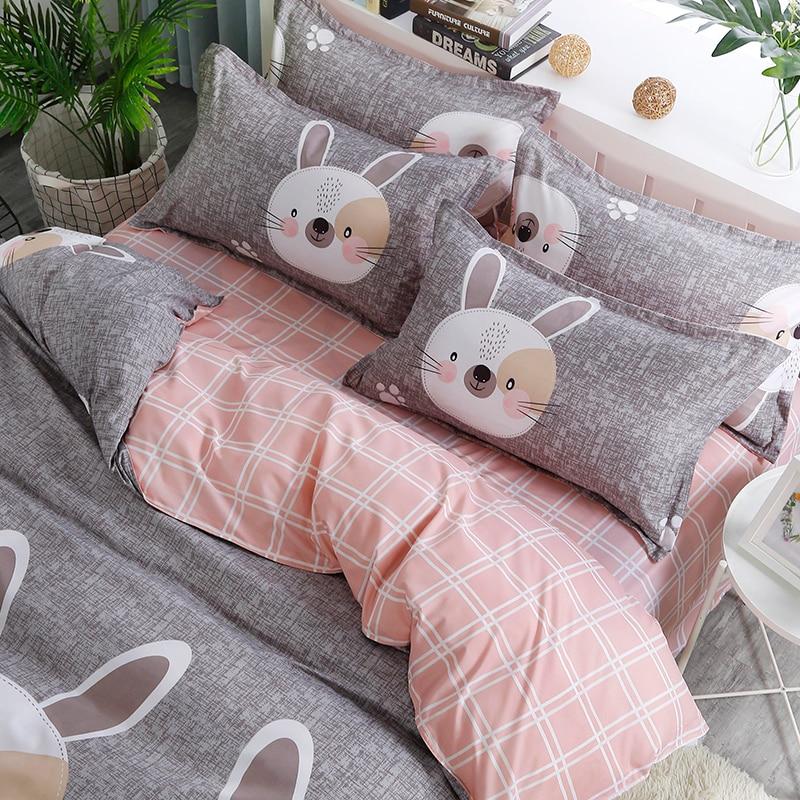 Set chăn ga Cotton Poly Thỏ xám đáng yêu