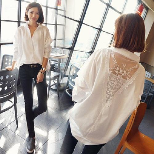 Hàng Nhập : ÁO SƠ MI PHỐI REN, PHOM RỘNG – AK 013
