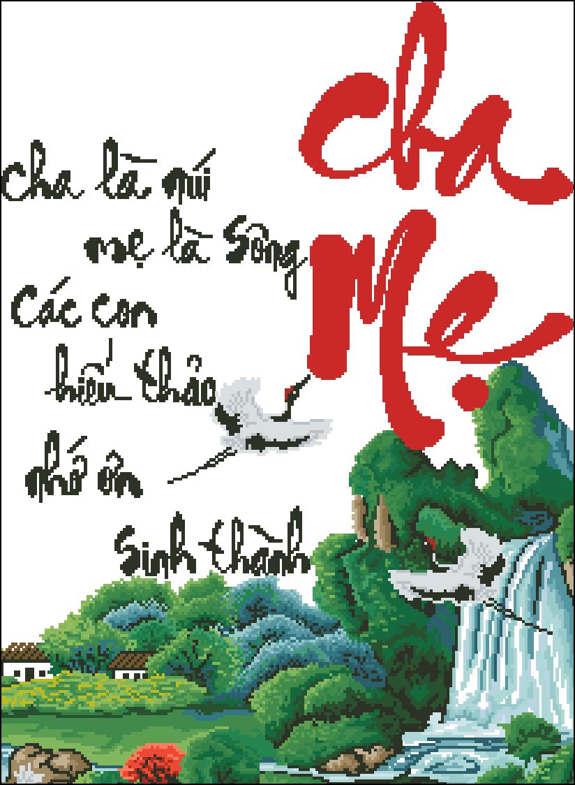 [HCM]Tranh Thêu Chữ Thập Cha Mẹ