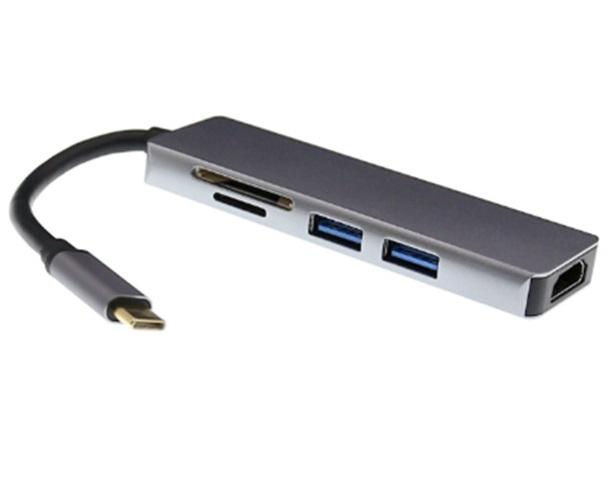 Cáp USB Type-C to HDMI + USB 3.0 Hỗ trợ đọc thẻ nhớ 5 in 1