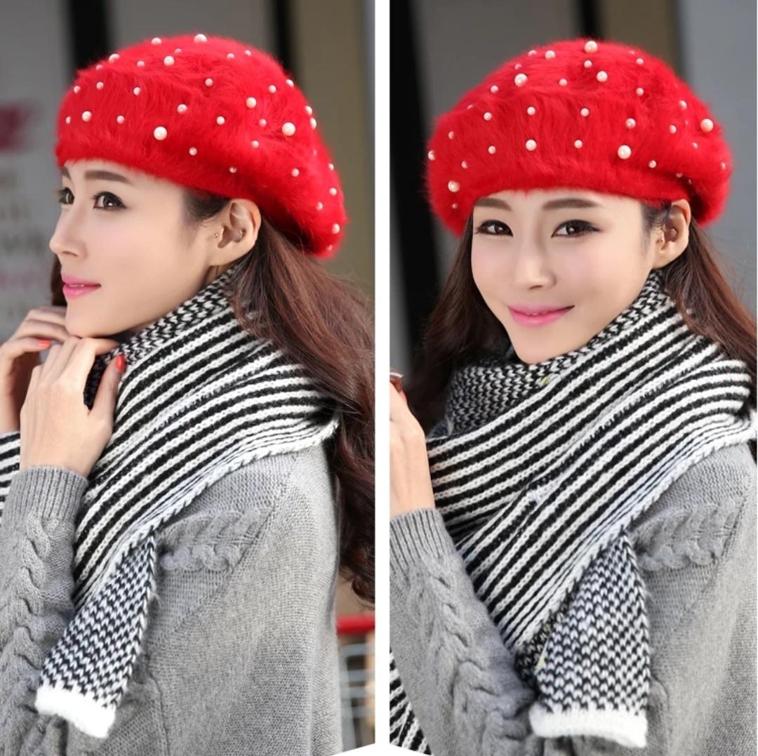 [HCM]Mũ beret nữ lông thỏ thời trang Hàn Quốc