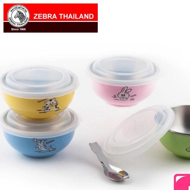 [HCM]BỘ 1 CHÉN INOX 2 LỚP ZEBRA (NẮP NHỰA + MUỖNG) NHIỀU MÀU - 184202