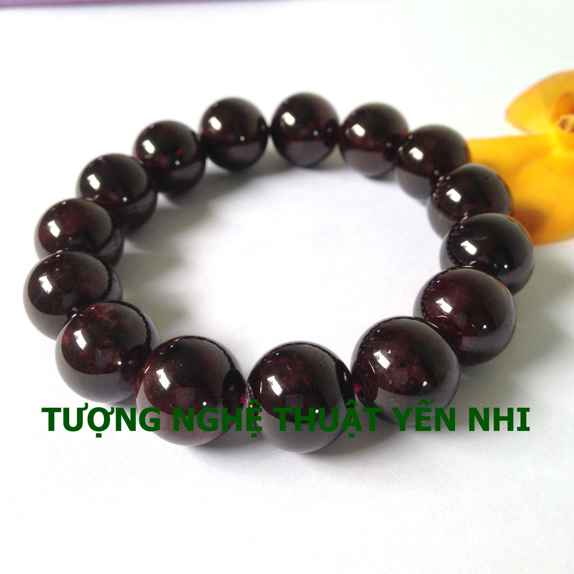 Vòng tay Ngọc hồng lựu (đá Garnet) thiên nhiên size hạt 13mm