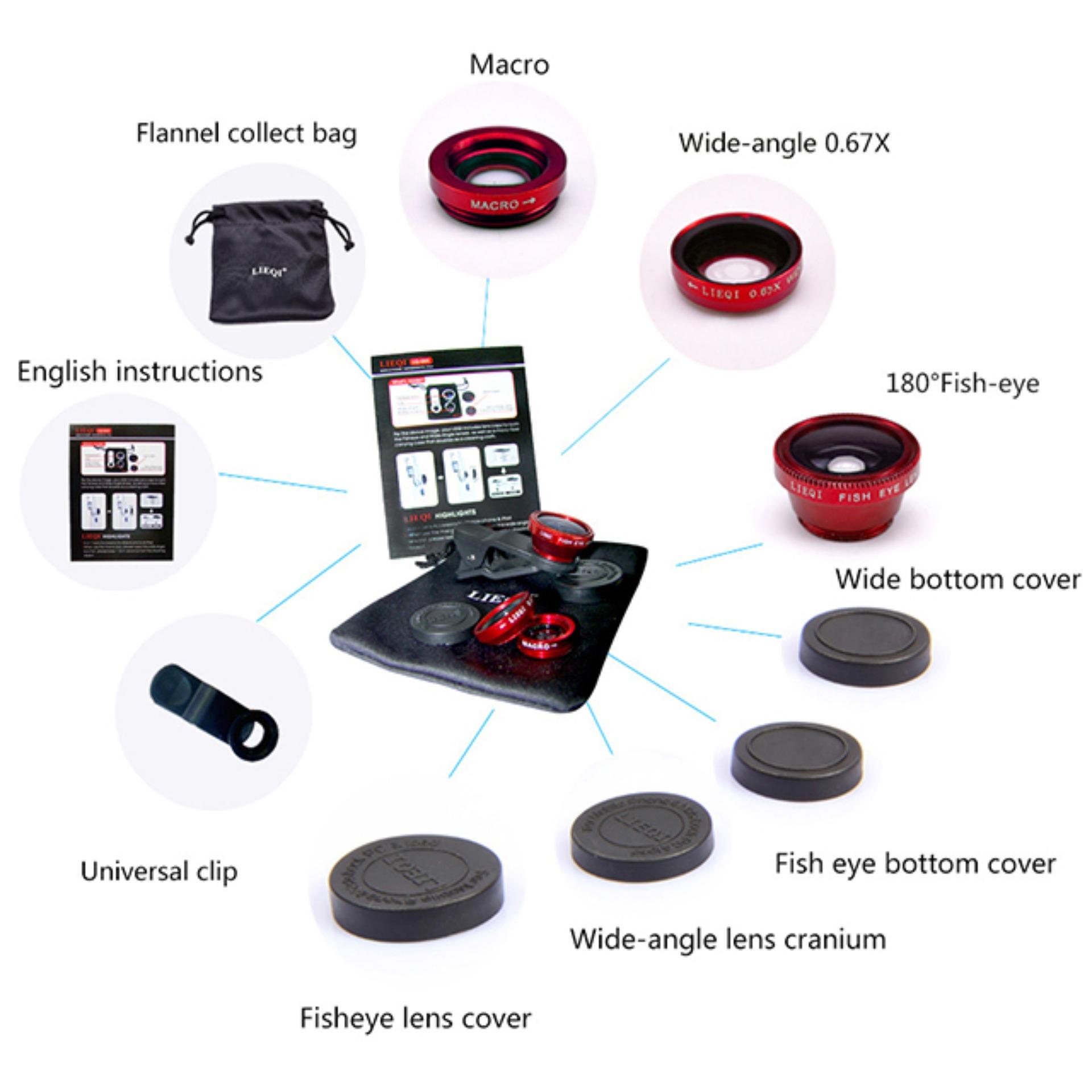 Ống lens camera điện thoại Universal 3 IN 1 (Đỏ)