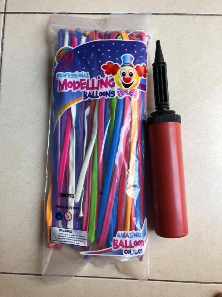 Bộ 200 Bong Bóng Tạo Hình Nghệ Thuật Balloons dài 18cm tặng kèm bơm tay