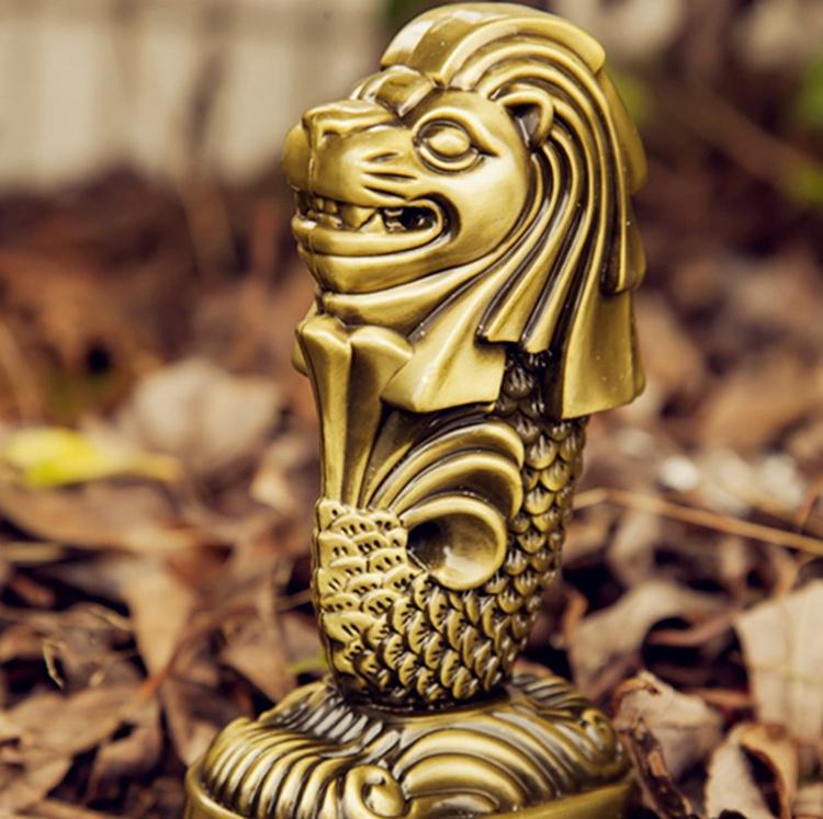 [HCM SHIP NHANH]Mô hình sư tử biển Merlion cao 15.5 cm (Màu Vàng Rêu)