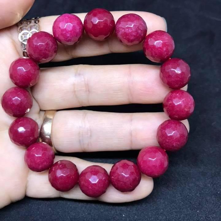 [HCM]VÒNG TAY HỒNG RUBY MÀI GIÁC 14LY