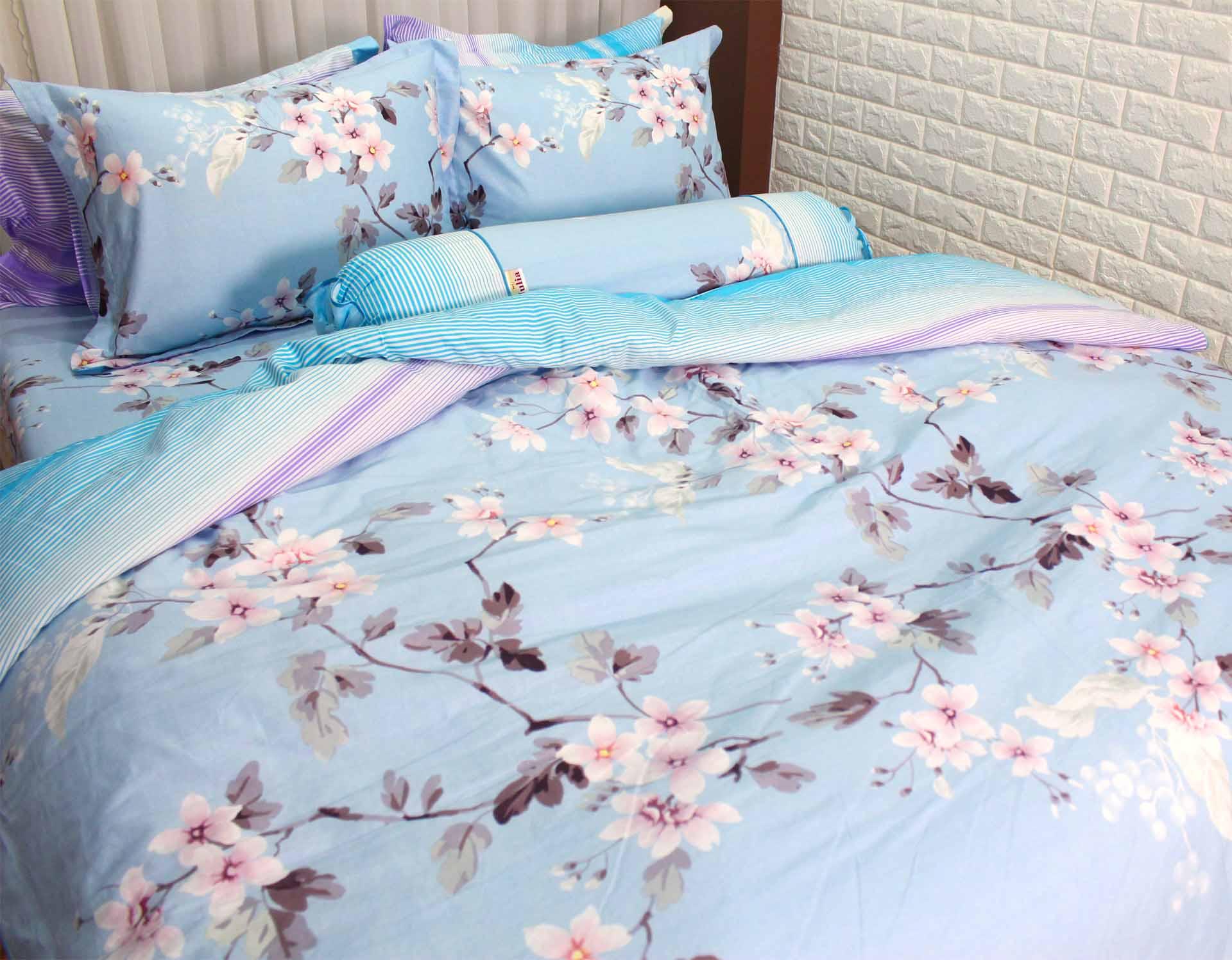 Bộ chăn ga gối drap giường 100% cotton sợi bông Hàn Quốc Julia 254 (bộ 4 món không chăn)