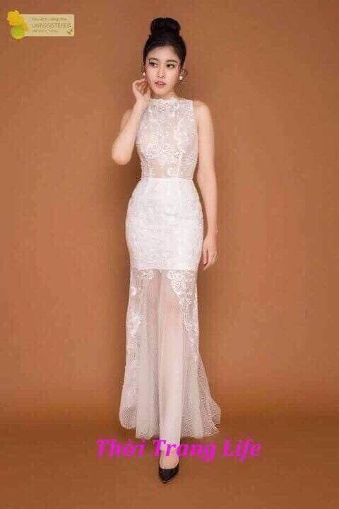Đầm maxi dạ hội ren thêu