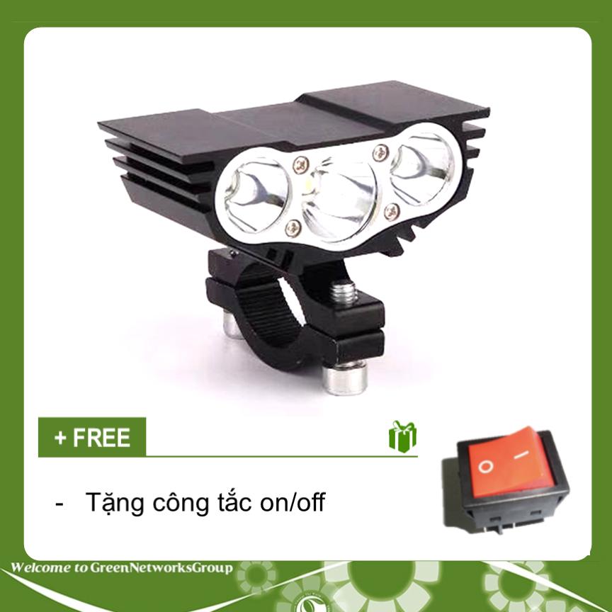 Đèn pha led X3 mắt cú trợ sáng dành cho xe máy GreenNetworks + Tặng công tắc