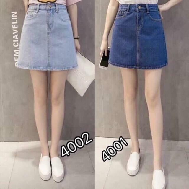 chân váy jean trơn đơn giản