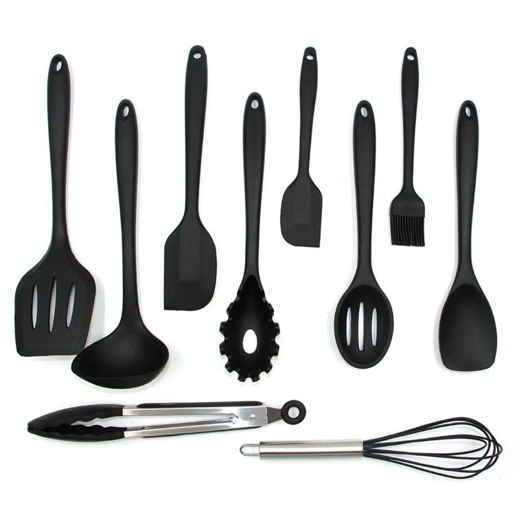 2018 New Silicone Kitchenware 10 Piece Non Stick Pan Silicone Kitchenware Kit Environmental Protection Cooking Spoon Tool Kitchen Utensils.