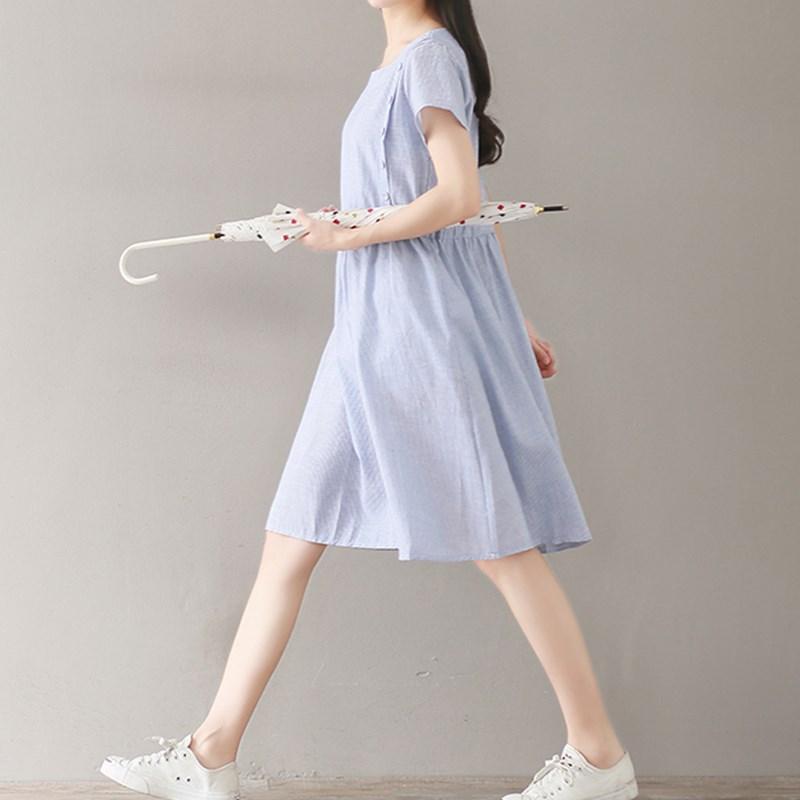 Đầm bầu công sở kẻ xinh 01