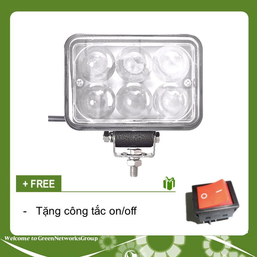 Đèn led trợ sáng vuông 6 bóng bi cầu dành cho mô tô, xe máy + Tặng công tắc
