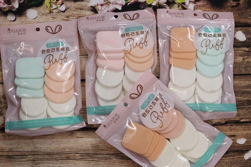 Bộ Bông Đánh Phấn Trang Điểm 12 Bông