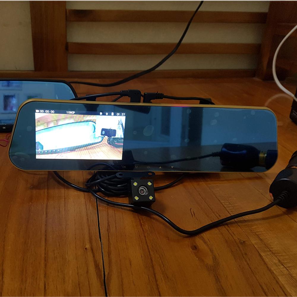 Camera hành trình Full HD 1080, có camera lùi (gắn gương chiếu hậu)