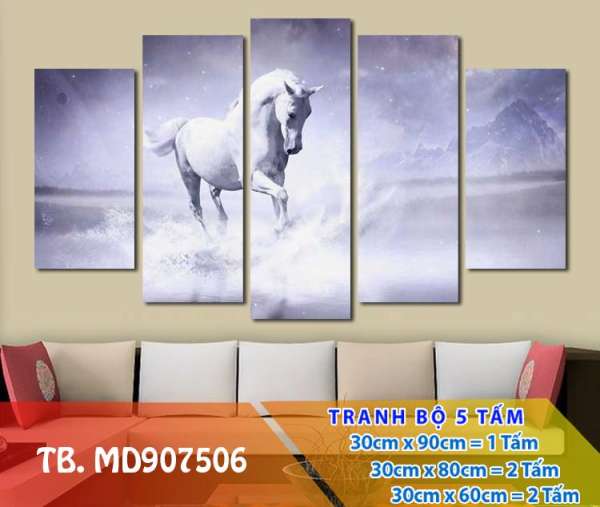 [Sale] Tranh treo 3D Mã đáo MD907506- Tranh gỗ treo tường 3D [5 tấm rộng 2m cao 1,2m] SuperDecor