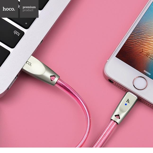Cáp sạc 1,2m Hoco U9 cho iPhone 7 Plus (có đèn báo )