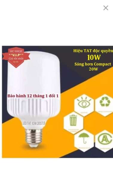 Bộ 10 Bóng đèn Led trụ 10W Cao cấp - Siêu sáng - Tiết kiệm điện (Trắng)