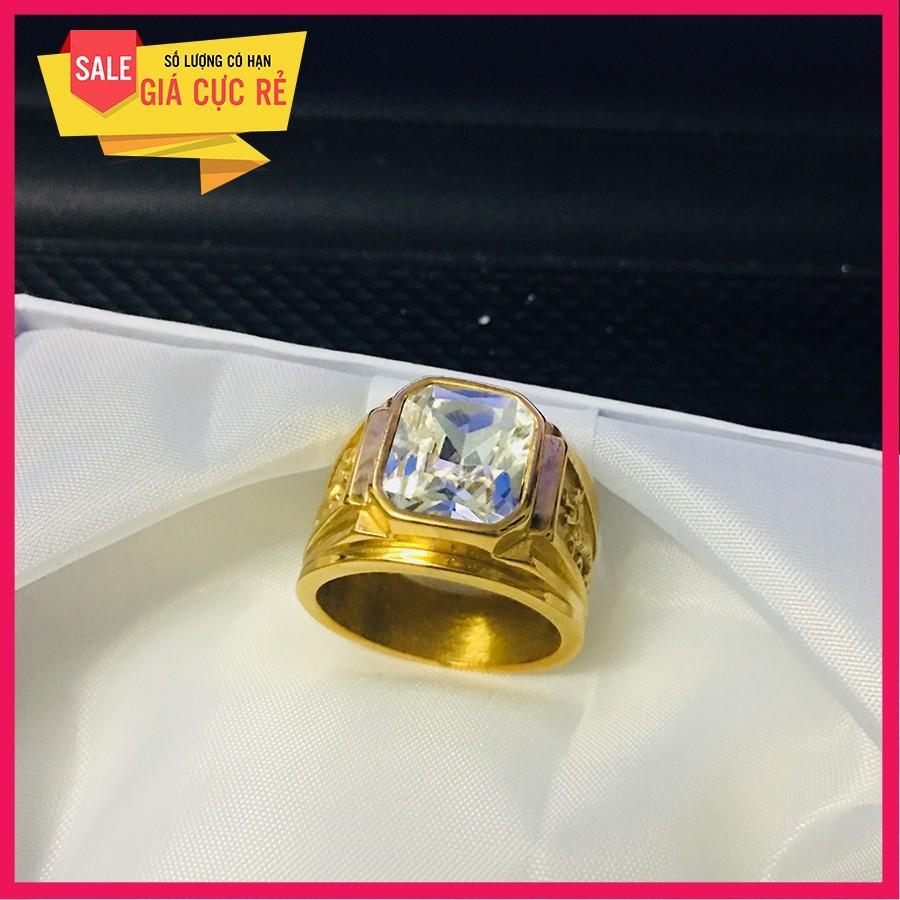 Nhẫn bạc Thái mặt đá trắng cao cấp, thời trang, cao cấp (vàng)