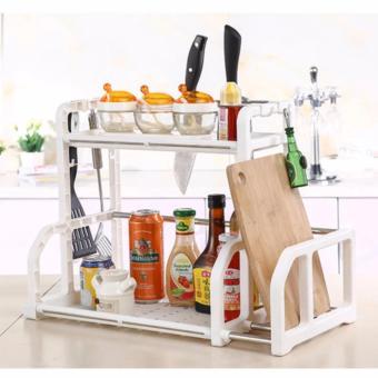 Kệ đựng gia vị 2 tầng kèm giá để dao thớt cao cấp, ke gia vi 2 tang kem gia de dao thot cao cap, kệ để đồ phòng tắm 2 tầng, ke de do phong tam 2 tang